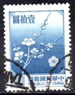 TAIWAN 1979 Plum Blossom  - $10 - Blue  FU - Used Stamps