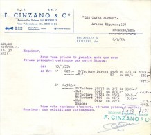 Factuur Facture Brief Lettre  - CINZANO Bruxelles 1955 - Food