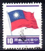 TAIWAN 1978 National Flag  -$10 - Red, Blue And Violet   FU - Usati