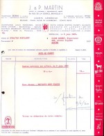 Factuur Facture Brief Lettre  - Vins Wijn J & P. Martin - Bruxelles 1960 - Levensmiddelen