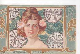 BERAUD : (Illustrateur)   Carte Art Nouveau, Genre Mucha - Beraud