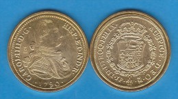 Rm-24 CARLOS IV 8 ESCUDOS 1.790 ORO SEVILLA SC/UNC Réplica T-DL-10.852 - Ensayos & Reacuñaciones