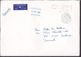 Iceland FLUGPÓSTUR Par Avion Label REYKJAVIK 1988 Meter Stamp Cover Brief To BALLERUP (Arrival Cds.) Denmark - Luchtpost