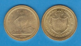 Rm-99 Gobierno Provisional 100 Psts. 1.870 Oro Madrid SC/UNC Réplica T-DL-10.860 - Essays & New Minting