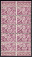 St Pierre Et Miquelon 1946 MH Sc C10 Block Of 10 10fr Chad To Rhine Issue Varieties - Hojas Y Bloques