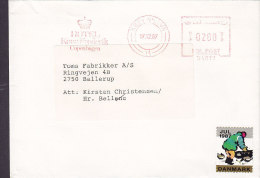 Denmark HOTEL Kong Frederik KØBENHAVN 1987 Meter Stamp Cover To BALLERUP Christmas Seal Fanking - Frankeermachines (EMA)