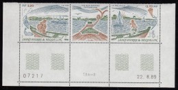 St Pierre Et Miquelon 1989 MNH Sc 519a Pair With Centre Label Heritage Of Ile Aux Marins - Bottom Selvedge - Unused Stamps