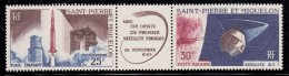 St Pierre Et Miquelon 1966 MH Scott #C31a Pair With Centre Label French Satellite A-1 - Nuevos