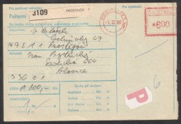 C01703 - Czechoslovakia (1990) Prostejov / 336 01 Blovice (postal Parcel Dispatch Note) - Storia Postale