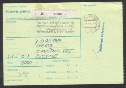 C01704 - Czech Rep. (1994) 513 01 Semily 1 / 336 01 Blovice (postal Parcel Dispatch Note) - Lettres & Documents