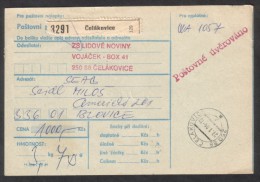 C01706 - Czech Rep. (1994) 250 88 Celakovice / 336 01 Blovice (postal Parcel Dispatch Note) - Briefe U. Dokumente