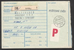 C01708 - Czech Rep. (1994) 768 04 Strilky / 336 01 Blovice (postal Parcel Dispatch Note) - Lettres & Documents