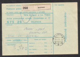 C01710 - Czech Rep. (1994) Zeletava / 336 01 Blovice (postal Parcel Dispatch Note) - Briefe U. Dokumente
