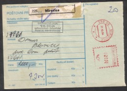 C01717 - Czech Rep. (1994) 398 06 Mirovice / 336 01 Blovice (postal Parcel Dispatch Note) - Cartas & Documentos