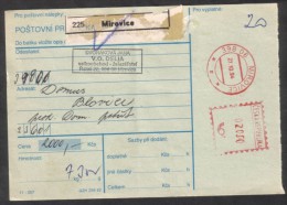 C01717 - Czech Rep. (1994) 398 06 Mirovice / 336 01 Blovice (postal Parcel Dispatch Note) - Briefe U. Dokumente