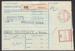 C01723 - Czech Rep. (1994) 280 02 Kolin 2 / 336 01 Blovice (postal Parcel Dispatch Note) - Briefe U. Dokumente