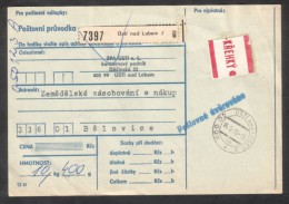 C01743 - Czechoslovakia (1990) 400 02 Usti Nad Labem 2 / 336 01 Blovice (postal Parcel Dispatch Note) - Briefe U. Dokumente