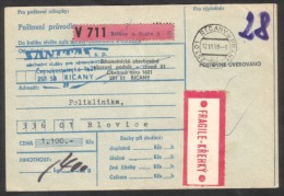 C01745 - Czechoslovakia (1990) 251 01 Ricany U Prahy / 336 01 Blovice (postal Parcel Dispatch Note) - Lettres & Documents