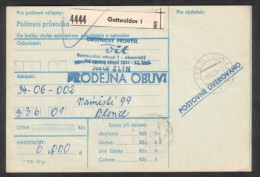 C01748 - Czechoslovakia (1990) 760 01 Zlin 1 (label: Gottwaldov 1 !!!) / 336 01 Blovice (postal Parcel Dispatch Note) - Storia Postale