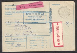 C01751 - Czechoslovakia (1990) Porici Nad Sazavou / 336 01 Blovice (postal Parcel Dispatch Note) - Briefe U. Dokumente