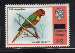 British Solomon Islands MNH Scott #310 $2 Duchess Lorikeet With Black Bar Over 'British' - Isole Salomone (...-1978)