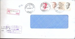Omslag Enveloppe Aangetekend Meulebeke 389 - 1988 - Buste