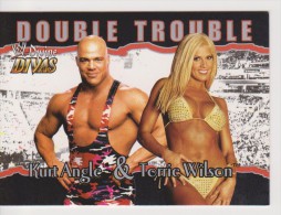 WWE 2003 Fleer Card TORRIE WILSON Sexy Bikini Wrestling Double Trouble Divine Divas Duo With KURT ANGLE - Trading Cards
