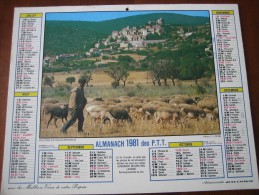 CALENDRIER ALMANACH 1981 DES P.T.T. DÉPARTEMENT DE LA SARTHE - Big : 1981-90