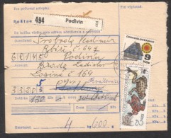 C01767 - Czechoslovakia (1992) 691 45 Podivin / 332 05 Chvalenice - WWF Stamp (postal Parcel Dispatch Note) - Cartas & Documentos