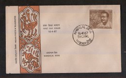 INDIA, 1967, FDC,  , Nandalal Bose., Modern Art Paintings, Painter, Bhopal  Cancelled - Brieven En Documenten