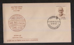 INDIA, 1967, FDC, Narayana Guru, Philosopher., Bombay   Cancellation - Brieven En Documenten