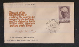 INDIA, 1967, FDC,  Dr. S. Radhakrishnan Educationist Philosopher,  Bombay  Cancellation - Brieven En Documenten