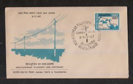 INDIA, 1967, FDC, Indo European Telegraph Service, Telecom . Map,  Bombay  Cancellation - Covers & Documents