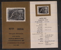 INDIA, 1967, FOLDER,   World Wrestling Championships, Sport , - Briefe U. Dokumente