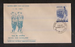 INDIA, 1967, FDC, 4th Anniversary As An Indian State, Nagaland, Nehru Leading Tribesmen, Costume, Culture, Bombay Cancld - Storia Postale