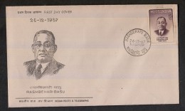 INDIA, 1967, FDC, Rashbehari Basu, Founder Of INA, Revolutionary, Nagpur  Cancellation - Lettres & Documents