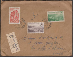 Monaco 1953. Lettre Recommandée Pour La Vendée. Affranchissement 70 F, Y&T 182, 263 Et 313B. Vues De La Principauté - Postmarks