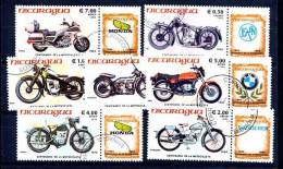 NICARAGUA 1985, MOTOS, 7 Valeurs + Vignettes Logo, Oblitérées / Used. R134 - Motos