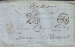 TARN - ALBI LE 21 MAI 1854 -TAXE 25 DOUBLE TRAIT. - 1859-1959 Covers & Documents