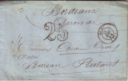 TARN - ALBI LE 21 MAI 1854 -TAXE 25 DOUBLE TRAIT. - 1859-1959 Cartas & Documentos