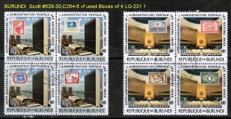 BURUNDI   Scott  # 528-30,C 264-6  VF USED BLOCKS Of 4 - Used Stamps