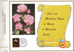 Feuillet Tirage Limité CEF Meilleurs Voeux Fleurs Roses - Lettres & Documents