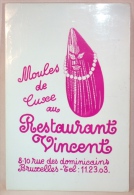 Carte Publicité. Bruxelles. Restaurant "Chez Vincent". Moules De Luxe. - Cafés, Hôtels, Restaurants