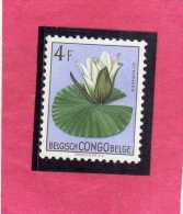 BELGIAN CONGO BELGA BELGE 1952 1953 FLORA FLOWERS FIORI FLEURS NYMPHAEA NINFEA FLOWER FIORE FLEUR 4 F MNH - Nuevos