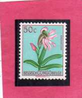 BELGIAN CONGO BELGA BELGE 1952 1953 FLORA FLOWERS FIORI FLEURS ANGRAECUM FLOWER FIORE FLEUR 50 C. MLH - Nuovi