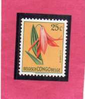 BELGIAN CONGO BELGA BELGE 1952 1953 FLORA FLOWERS FIORI FLEURS LITTONIA FLOWER FIORE FLEUR 25 C. MLH - Nuevos