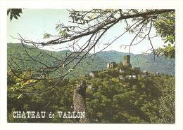 Cp, 12, Ruines Du Château  Féodal De Vallon Dominant Les Gorges De La Truyère, Voyagée 1991 - Autres & Non Classés