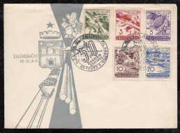 Yugoslavia 1950 AIRMAIL Set On Cover With ZAGREBACKI Special Postmark - Covers & Documents