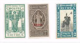 Italia Colonie - ERITREA -Sass. N. 109,151,155 - NUOVI (*) - Eritrée