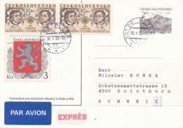 I2386 - Czech Rep. (1993) 301 00 Plzen 1 / 4500 Solothurn 1 (parallel Use Of Stamps Of Czechoslovakia And The Czech!) - Briefe U. Dokumente